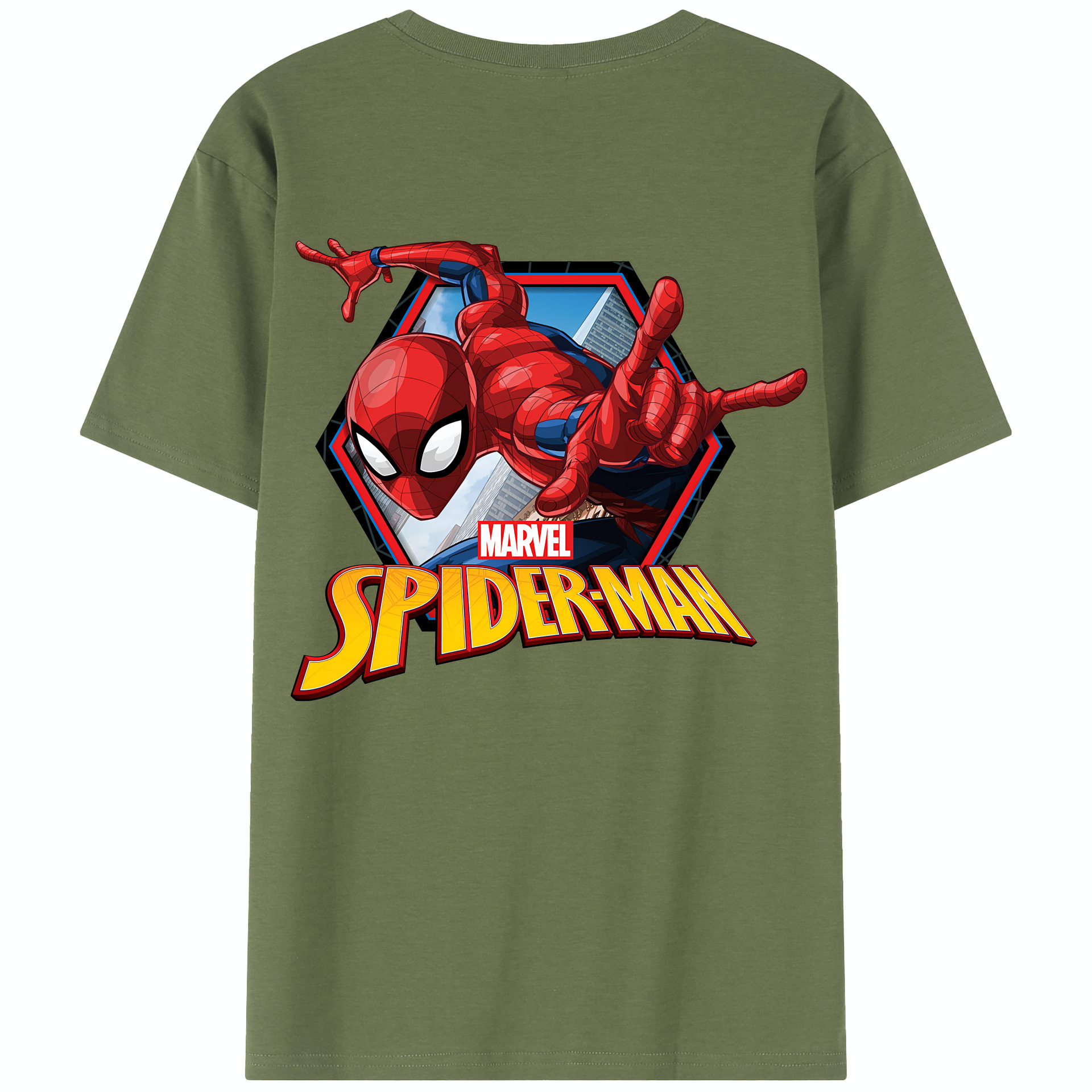 （画像用） Spider Man スパイダーマン 綿100％半袖Tシャツ（背面プリント）